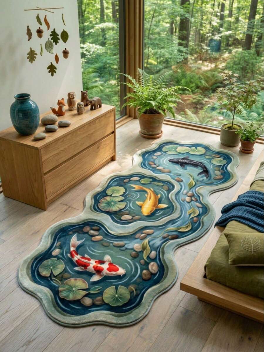 1件装三花粉色图案装饰地毯,装饰地毯,卧室装饰,小地毯,地毯,家居装饰,客厅地毯,客厅小地毯,卧室地毯,客厅家居装饰,户外地毯,可水洗地毯,母亲节礼物 - 彩色 - 查看 1