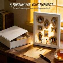 1 Set 6-Inch DIY Mini Museum Shadow Box - Preserve Beautiful Memories In A Unique Way, 3D Photo Frame Kit With Gold Mini Photo Frame And Character Figurines, Personalized Unique Commemorative Decor. Perfect For Various Holidays, Anniversaries And Graduation Season Gifts - Multicolor - View 2
