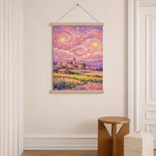 1 Stück Rosa Sternenhimmel Kunstwerk, Pastell Sonnenuntergang Ölgemälde Leinwanddruck | Moderne impressionistische Kunst Dekoration geeignet für Mädchenzimmer, Wohnheim, Wohnzimmer oder Büro, impressionistisches Landschaftsposter, Geschenk für Kunstliebhaber, gerahmt oder ungerahmt - Muster 2 - Übersicht 5