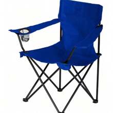 silla plegable para acampar o para jardín con posa brazos y porta vasos, con funda de agarradera, diferentes colores - Azul Marino - Ver 2