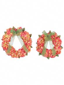 1pc, 35cm/30cm Pink Hydrangea Wreath, Artificial Flowers & Bowknot Design, Home Decor, Fence, Farm Party, Wedding, Graduation Party, Mother's Day Gift - Multicolor - View 9
