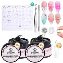 2Pcs 30g 3D Gel Nail Art Set Beetles, Pastel Playland Clear Solid Builder Gels, Non-Sticky Sculpting Gel With Dual-Ended Sculpture Pen & 24Pcs Dual Molds, Beginner Friendly DIY Home Manicure, UV LED Lamp Required - 2 Pcs Clear Solid Builder Gels - 查看 8