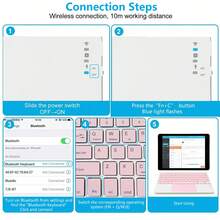 AKKHOO Wireless Keyboard, Rechargeable, Touchpad, Mini Keyboard With IPad Touch, Compatible With IPad Tablets - Pink - View 11