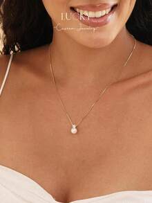 Dây chuyền ngọc trai và kim cương dành cho nữ, ngọc trai nước ngọt tự nhiên đính kim cương CZ, dây chuyền cưới, quà tặng cô dâu, trang sức ngọc trai, quà tặng phù dâu. - vòng cổ ngọc trai và đá quý - Xem 7