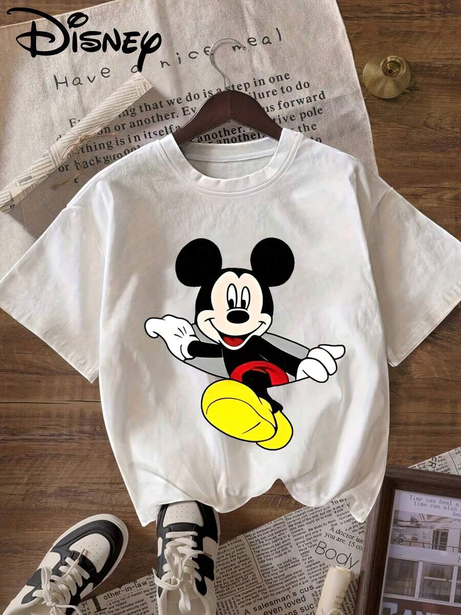 (Authorized By Disney) Mickey Mouse, Which Restores The Classic Image Of Mickey With Open Arms, With Iconic Black Ears, White Gloves, Red Shorts And Yellow Shoes, Is Suitable For Daily Wear, Shopping, Traveling, Gathering And Home Use. It Is Also Suitable As A Beautiful Gift. Every Woman Should Have One. - 白色 - 查看 1
