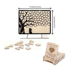 1 set de livre d'or en forme de cœur, couples s'étreignant sous l'arbre de l'amour, symbole de l'amour, belle décoration de mariage, livre de signatures, fournitures de fête, livre de signatures des invités. Fêtes de juin, 5 mai, fête des mères, fête des pères, cadeau de vacances (noir) - Voir 4
