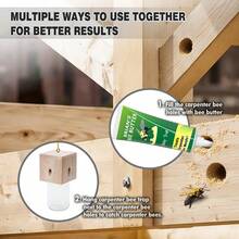 Outdoor Carpenter Bee Trap - No Lure, Pentagonal Roof Style Natural Hanging Wooden Carpenter Bee Trap Outdoor - Best Bee Trap - Insect Trap With Removable Safety Box - A - View 4