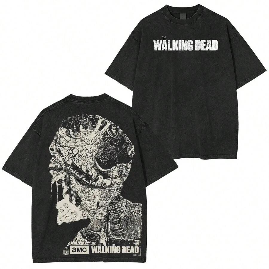 Camiseta lavada de Walking Dead - Negro - Ver 1