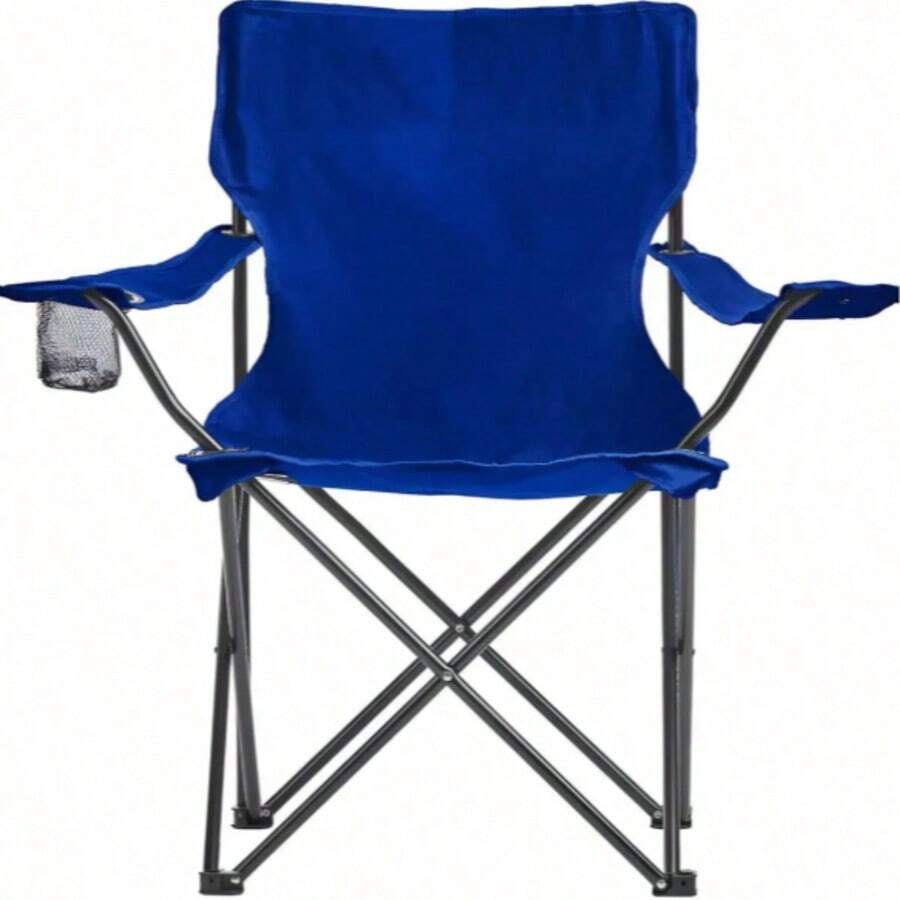 silla plegable para acampar o para jardín con posa brazos y porta vasos, con funda de agarradera, diferentes colores - Azul Marino - Ver 1
