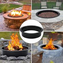 Anillo para fogata exterior resistente y sin humo – Acero al carbono de 60 pulgadas resistente a la oxidación, fácil de montar, orificios de ventilación para una combustión completa de la leña – Ideal para patio trasero, terraza, jardín, camping – Revestimiento y borde para fogata de bricolaje - Juego de anillos para fogata - Ver 1