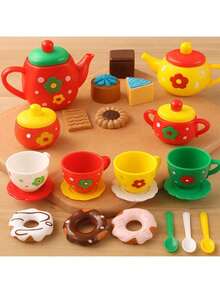 24pcs Girls Pretend Play Tea Party Set, Donut & Cake Toy Kitchen Playset, Christmas Gift For Girls - Afternoon Tea Set - View 7