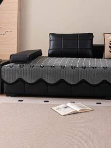 1 chiếc đệm sofa vải nhung kẻ không đều mới, mã 1234, dùng cho chỗ ngồi, tay vịn và tựa lưng, chống trượt, phù hợp cho mọi mùa. - Xám - Xem 5