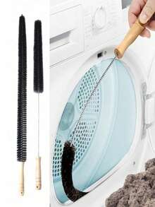 1 pieza Cepillo de limpieza multiusos de mango largo, Cepillo de limpieza de conducto de secadora, Kit de limpieza de conducto de secadora de acero inoxidable, Cepillo de pelusa de secadora, Cepillo de pelusa manual, Cepillo flexible de trampa de pelusa de refrigerador y secadora de mango largo, Quitapelusas flexible - C - Ver 3