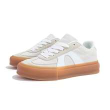 1 双 Jifffly 男士解构蓝白织物合成革运动鞋，防滑耐穿，缓震支撑，低帮休闲街头工业风 - 灰白 - 查看 11