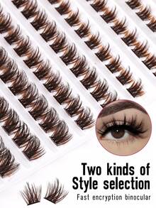 DAIFIYAN 120pcs D-Curl Brown Fluffy False Eyelashes, 8-16mm Length, Delicate & Lightweight, Create Natural & Voluminous DIY Lash Effect, Salon-Level Lash Experience At Hom - Brown - View 4
