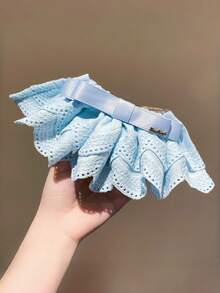 1pc Girl's Lace Ruffle Bow Hair Clip, Sweet Satin Bow Hair Barrette, Cute French Style Hair Accessory For Teens - Multicolor - View 2