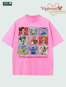 "Disney Characters Baseball Collage" Sporty T-Shirt - Rose Red - View 2