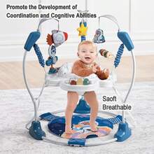 Baby Activity Center And Jumper,Infant Activity Center With 360°,3-In-1 Play Center,3 Adjustable Heights For 6-18 Months Max Weight 26.5 Lbs - Blue Tiger Astronaut - 查看 6