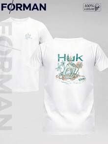 Huk Island Can Palm Tree Men's Summer Cotton Graphic Tee Printed Casual Short Sleeved Shirt Ideal Gift Men's Clothes Streetwear Style Outfits - White - View 1
