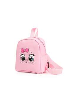 1 pieza Mochila ajustable para niñas, bolsa de pecho, mochila multicolor, adecuada para uso diario, al aire libre, viajes, senderismo, escuela, regalo ideal - Gato de ojos grandes - Ver 4