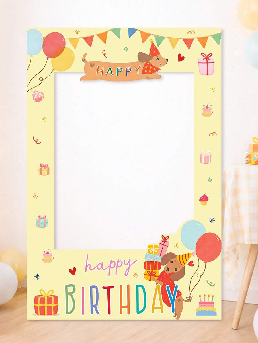 1 Set Dackel Hund Geburtstag Fotorahmen, Fröhlicher Geburtstag Selfie Fotorahmen mit Requisiten, Würstchenhund Themen Party Zubehör, süße Welpen Hund Party Dekoration für Erwachsene, Baby-Dusche Dekoration, Welpen Geburtstags Party Zubehör, Geburtstags Party Fotobox Requisiten, Geburtstags Veranstaltung Fotografie Accessoires, Heim-Dekoration, Wohnzimmer Dekoration, Garten Ornamente