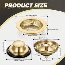 3pcs Kitchen Sink Strainer And Drain Stopper Set, Stainless Steel Garbage Disposal Stopper With Handle, Universal Anti-Clogging Kitchen Sink Strainer Filter - Multicolor - View 14