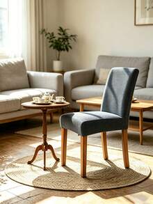 1pc Removable & Washable Solid Color Stretch Thickened Jacquard Chair Cover, Suitable For All Seasons And Occasions - Dark Grey - View 7