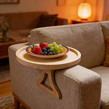 Clamping Sofa Armrest Tray, Bamboo Adjustable Foldable, Suitable For Holding Cups, Phones, Tablets And Snacks. Sturdy Non-Slip Side Table Holder, Applicable To Living Room, Bedroom And Sofa. Home Organization Storage Tray - Wood Color - View 5