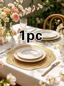 1/4/6pcs Rose Flower PVC Gold Foil Placemats & Coasters, Suitable For Home Dining Table Decor, Tea Cup Heat Insulation Pads, Protect Tabletop, Home Kitchen Tea House Coasters, Minimalist Style Coaster Holders, Wedding Valentine's Day Holiday Party Coasters - Multicolor - View 11