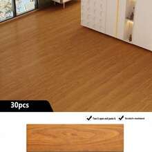 30pcs Wood Grain PVC Self-Adhesive Floor Tiles, Thick & Wear-Resistant For Kitchen, Balcony, Waterproof, Bedroom, Living Room Renovation - 30pcs - View 12