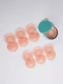 2/12pcs Reusable Women Nipple Covers, Silicone Adhesive Invisible Pasties With Travel Case - Apricot - View 6