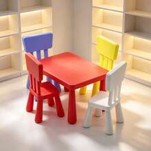 1:12 Dollhouse Miniature Table And 2 Chairs Set, Dollhouse Dining Table And Chairs, Farmhouse Style Decor, Multi-Color Tabletop Accessories, Miniature Scene Building Props, Photography Background Decoration, DIY Shooting Supplies - Multicolor - View 2