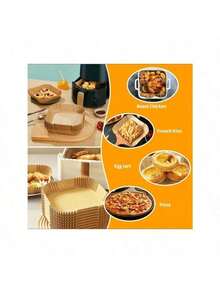 Disposable Air Fryer Paper Liners: 9 In Large Square Non Stick Parchment, Air Fryer Basket Liner For 8Qt - 12Qt Airfryer - Multicolor - View 3