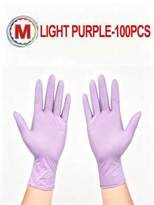 100/50/4 chiếc găng tay nitrile màu tím dùng một lần, không bột, không latex, chống thấm nước, thích hợp cho việc dọn dẹp nhà cửa, làm tóc, thẩm mỹ viện, v.v. Chống thấm nước, chống tĩnh điện, không latex, thiết kế hở ngón (đóng gói trong túi để tránh hư hỏng) - Màu tím - Xem 18