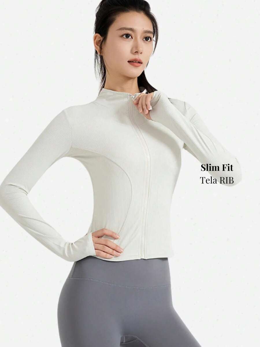 Chaqueta De Rendimiento Con Diseño Aerodinámico Featherfit Liso CJEK - Marfil - Ver 1