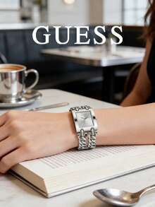 GUESS 现代金属质感女士腕表，银色不锈钢表带 W1117L1 - 銀色 - 查看 3