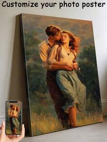 1 pieza Póster de lienzo grande personalizado, póster enmarcado o sin enmarcar, foto impresa en lienzo como regalo creativo, decoración de pared, arte de lienzo, impresión en lienzo, póster de lienzo, decoración de pared de lienzo, impresión de póster, la mejor opción para registrar momentos memorables. Regalo perfecto para novia/novio, familia, hijo, hija, estudiante, mascota, hogar, cumpleaños, boda, aniversario, sala de estar, dormitorio y oficina. - Blanco - Ver 2