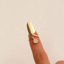 Minimalist Creative Open Knuckle Ring, Elegant Nail Art Rhinestone Nail Ring Wearable Nail Cover Jewelry - 04 Trắng K 9440 - Xem 7