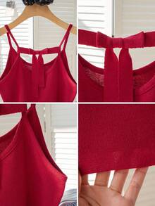 2026春夏新品：红色蝴蝶结针织上衣，甜美纯真的无袖衬衫，柔软面料，适合音乐节、派对和约会穿着。 - 紅色 - 查看 10