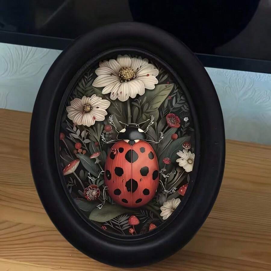 哥德式 3D 橢圓相框 (4.16*5.25)，橢圓牆面裝飾，手工照片轉印，適用於家居與辦公室牆面裝飾，節日裝飾 - 含框，完美裝飾您的客廳或臥室牆面