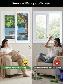 DIY Zipper Window Screen Kit, Nano PP Mesh Window Screen With Self Adhesive Hook And Loop Tape, Easy Installation No Drill, Breathable Fine Mesh Fly Screen With Zipper Opening For Easy Access, Removable Reusable, Black And White Options - White Zipper Screen - View 5