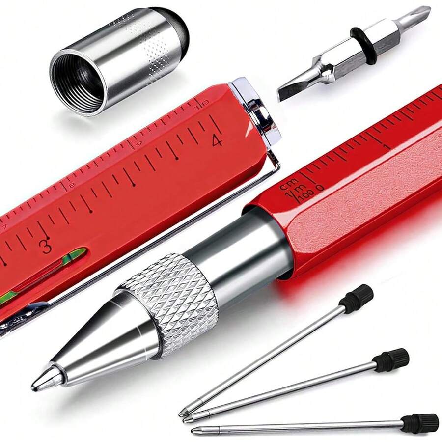 New-2026 Dad Gifts For Fathers Day, 6 In 1 Multitool Pen, Stocking Stuffers For Mens Gifts For Him Hband, Father's Day For Dad, Birthday For Men, Tools Cool Gadgets,Office Gift - Màu đỏ - Xem 1