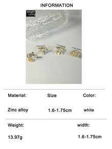 Set de 4 anillos de flor con cristales de rinoceronte de esmalte blanco de aleación de zinc minimalista, regalo de joyería para uso diario de mujeres - 32397-anillo-G - Ver 9
