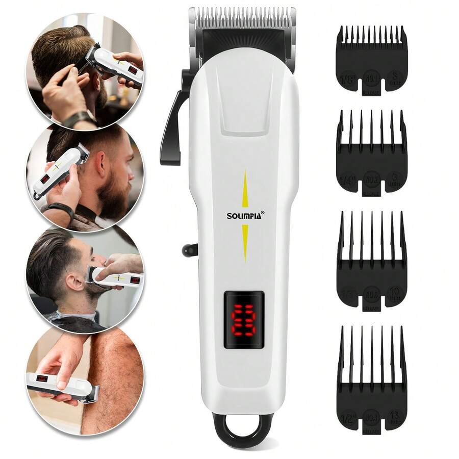 1个男士理发器，家用/沙龙用USB充电式电动理发器，数字显示剃须刀，理发机 - 查看 1