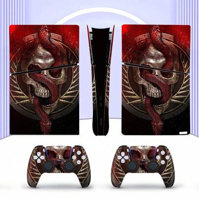 6pcs Bloodsnake Skull Pattern P5 Slim Game Console Stickers, Dust-Proof And Wear-Resistant