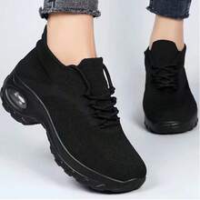 Women's Wide-Fit Athletic Shoes / Autumn-Winter Women's Minimalist Air-Cushioned Low-Top Running Shoes, Sports Outdoor Casual Athletic Shoes - Black - View 3
