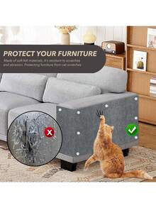 300 * 40cm Gray Cat Scratch Board, Self-Adhesive Anti-Scratch Mat, Durable DIY Furniture Protector Suitable For Cat Trees, Sofas, Walls And Doors To Prevent Scratching - 300*40cm - View 6