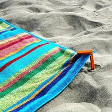 4pcs Outdoor Beach Towel Clips - Picnic Mat Clips, Sturdy Towel And Bedsheet Fasteners For Camping And Beach Trips, Multipurpose Towel And Picnic Mat Fixers, Windproof Outdoor Accessories - Multicolor - View 2