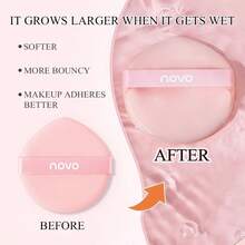 NOVO 7pcs/Set Soft Makeup Puff Set With Storage Box - Water Drop Shapes & Round, Reusable Sponge, Wet And Dry, Non-Latex, Easy Makeup, Suitable For Cushion And Liquid Foundation, Cream, Powder, Concealer,Makeup Tool For Travel And Daily - Multicolor - View 6