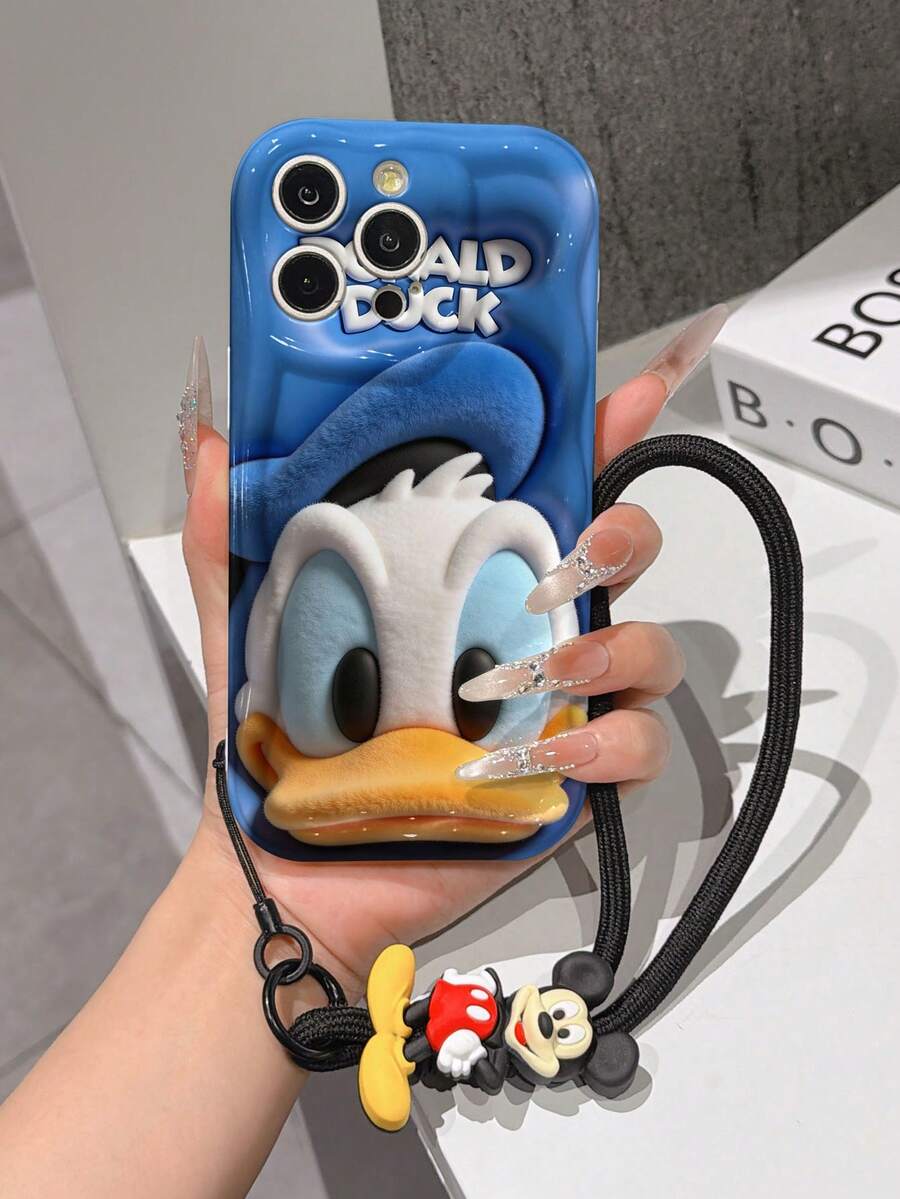 This Disney Mickey Mouse Lanyard Phone Case Is Fully Covered In TPU Material. It's Shockproof, Lightweight, And Compatible With IPhone17/16/11/13/15/15 Plus/15 Pro/15 Pro Max/12/14 Pro Max/11 Pro Max/12 Pro/12 Pro Max/13. This Phone Case Makes A Popular Birthday Gift Or Business Gift; It's Durable, Stain- And Fingerprint Resistant, And Suitable For Both Men And Women. The Set Also Includes A Mickey Mouse Phone Case And A Mickey Mouse Plush Bracelet. It's A Perfect Gift For Friends And Family. This Stylish Phone Case Is Fun, Lightweight, And Durable. IPhone17 Pro Max Phone Case, Minnie Mouse Phone Case. - trắng - Xem 1